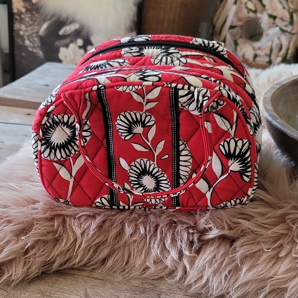 Vera Bradley Red and Black Floral Cosmetic Bag NWOT